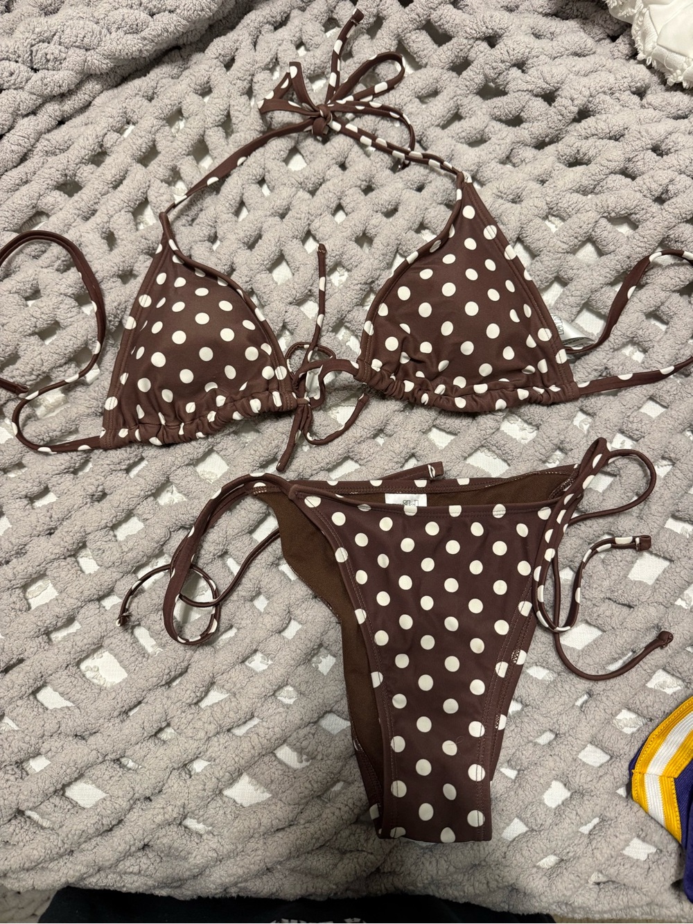 Wild Fable Polka Dot Brown Tie-Side Bikini Set - Women Swim